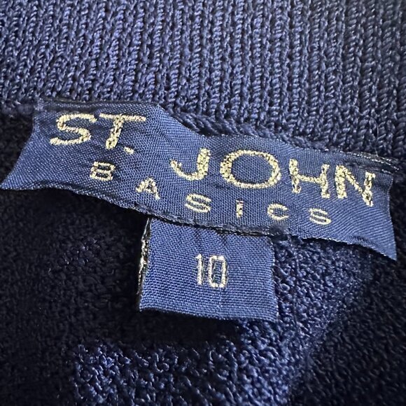 St John Basics Wool Blend Santana Knit Skirt Navy blue pull on women 10‎ VTG - Picture 3 of 3